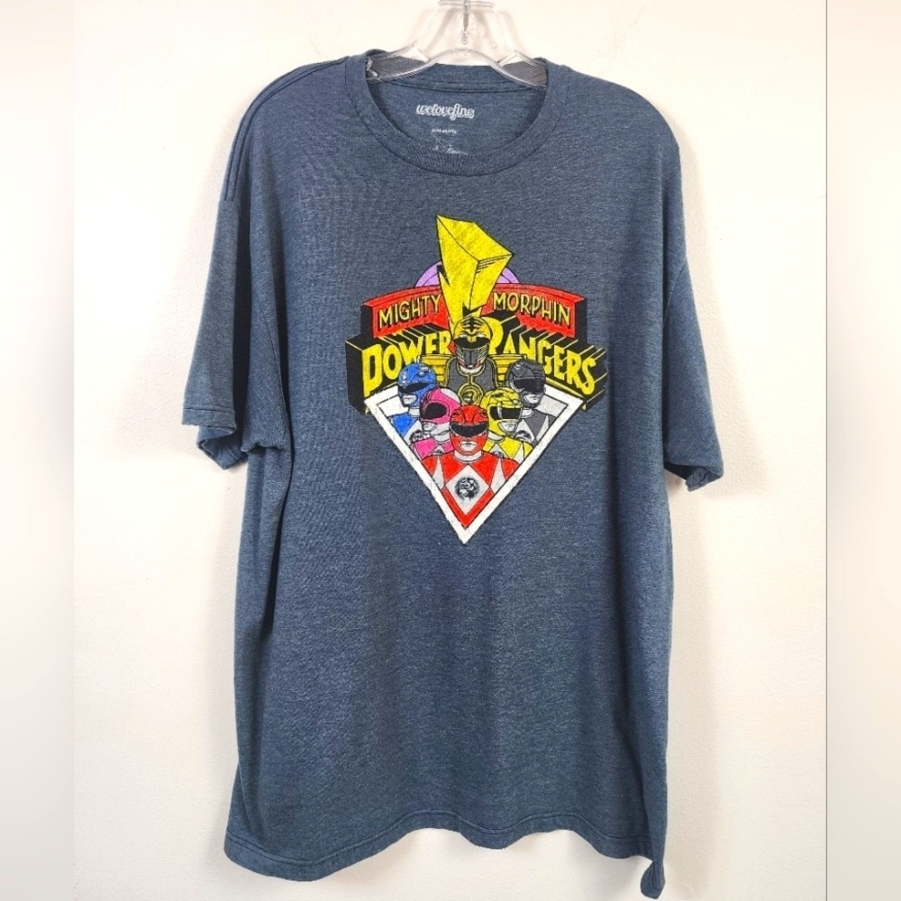 Mighty Morphin Power Rangers Men's Blue Graphic T-Shirt, sz XL